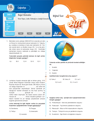 10. Sınıf Coğrafya DİJİTAL TEST - HIZ VE RENK - 2024